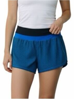 Lululemon Running Shorts Women's Size 6 Zip Pocket Blue Black Graphic Print
